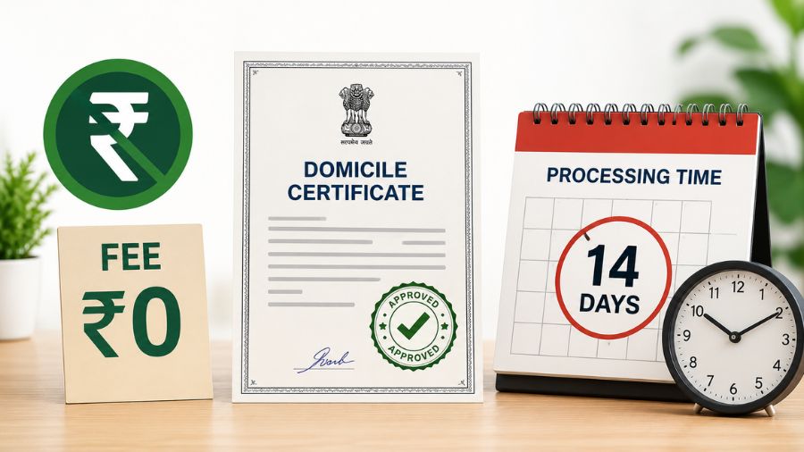 Application Fee and Processing Time For Domicile Certificate