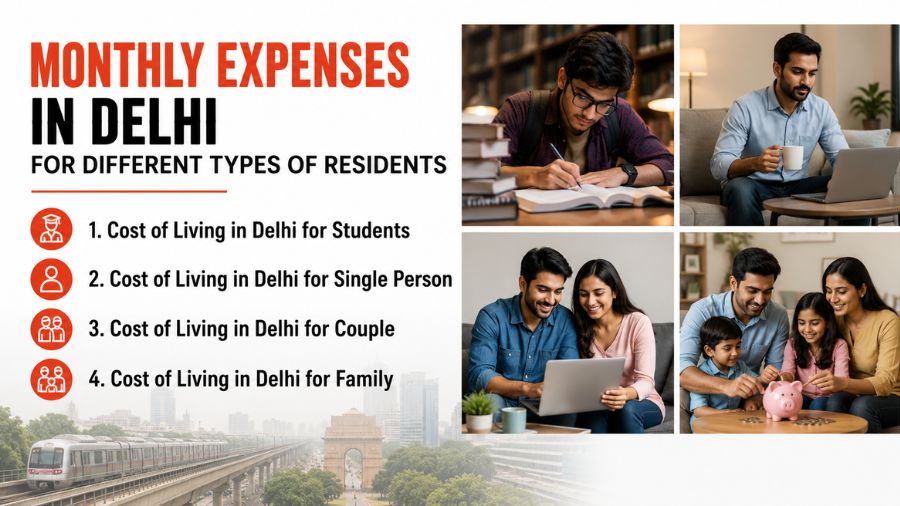 Monthly Expenses in Delhi for Different Types of Residents