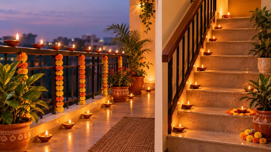 Clay Diyas on Balconies and Stairs